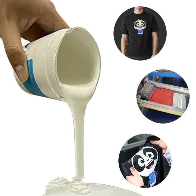 Cowint elastik sertlik kauçuk macun kumaş baskı el beyaz/şeffaf kauçuk macun t-shirt için serigrafi transfer baskı mürekkebi